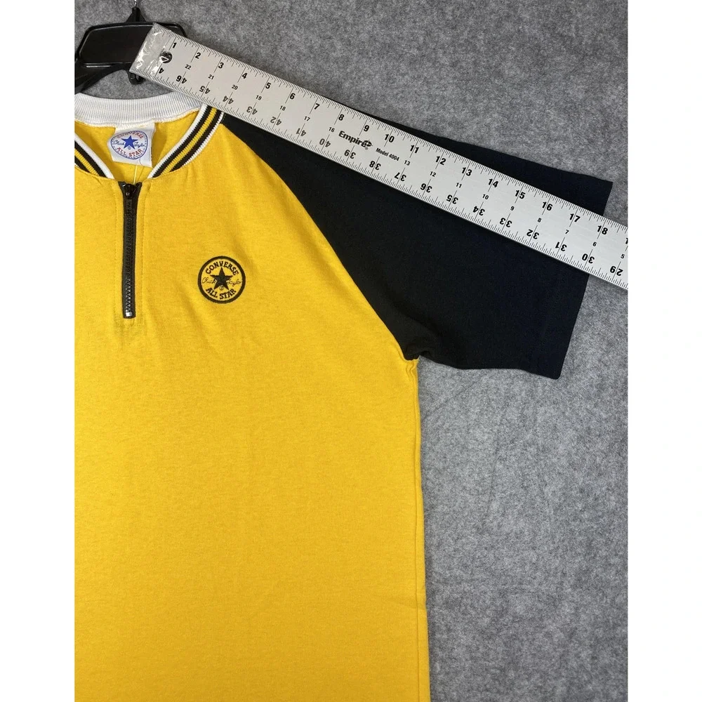 Vintage Converse Shirt Mens Extra Large Yellow Quarter Zip Made USA 80s 90s - Picture 4 of 10